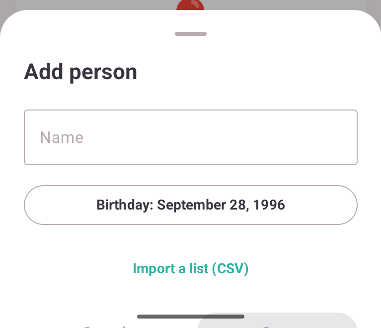 Android Add person before: the birthday button already shows a date nobody chose