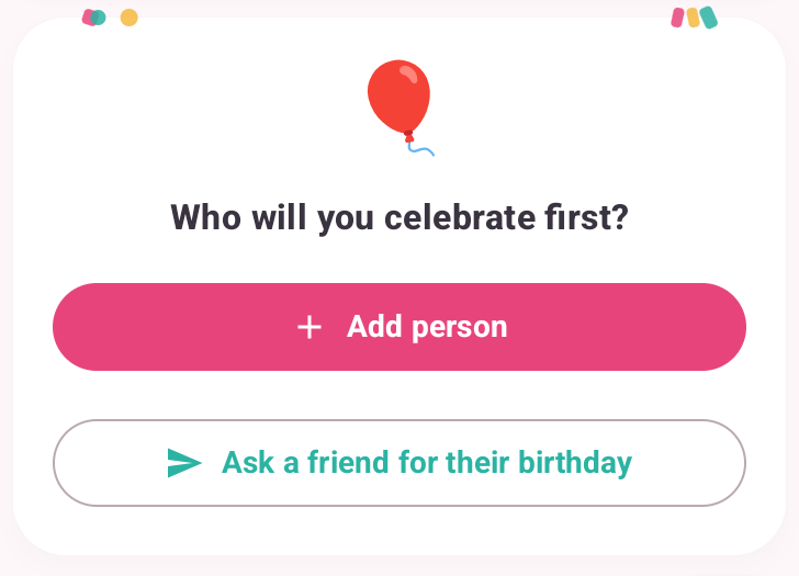 Android card before: the confetti is piled up in the two top corners